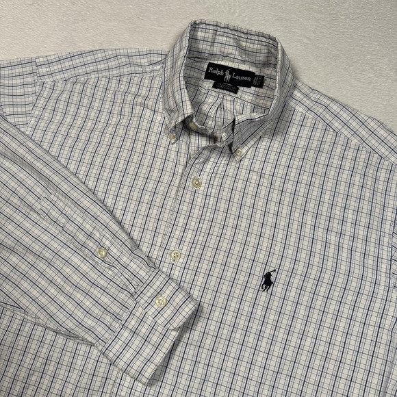 Ralph Lauren Other - Ralph Lauren Shirt Mens 15.5 33 White Blue‎ Plaid Yarmouth Button Down Pony Logo